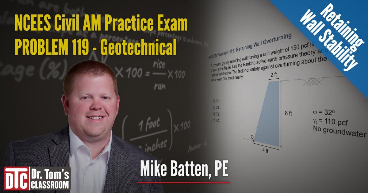 DTC Civil Geotechnical Instructor Mike Batten, PE with images from video in the background